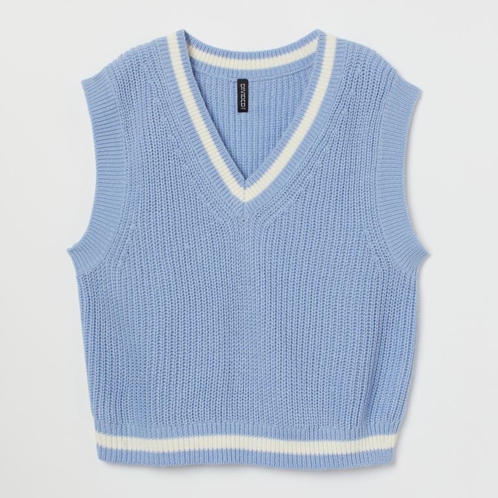 H&M Light Blue Ribbed Sweater Vest